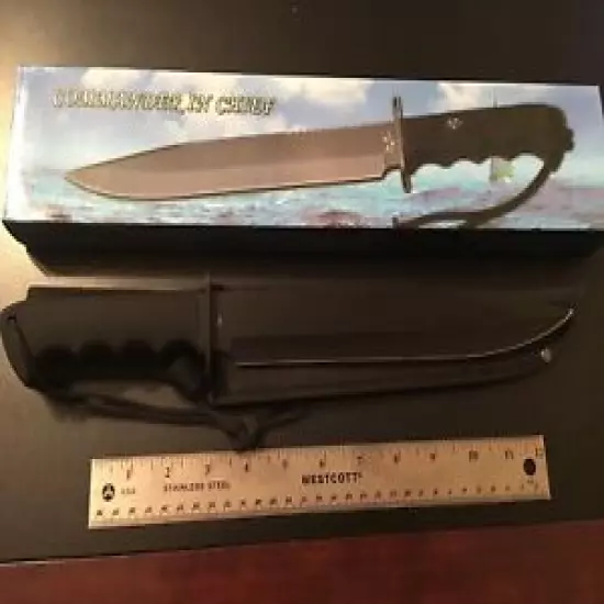 tactical bowie knife, rubber handle, nylon sheath