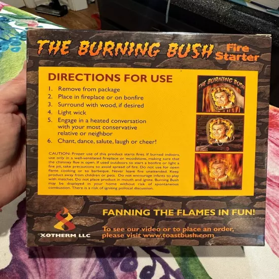 NEW The Burning "Bush" Fire Starter Toast The President Today! Made in Asheville