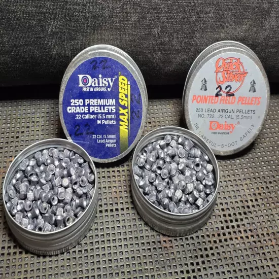 Daisy .22 Caliber Lot Of 2 Max Speed Quick Silver Lead Airgun Pellets 5.5mm 