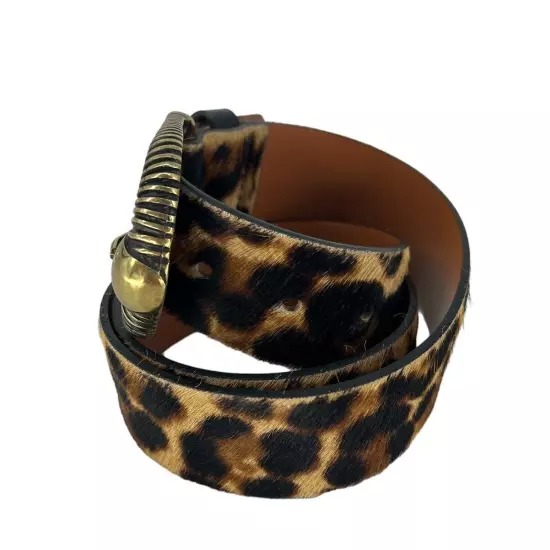 Maison Boinet Leopard Printed Calf Hair Belt Size 85; US 4-6