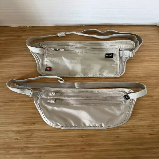 Lot 2 Lewis N Clark Travel Waist Bag REI Money Belt Fanny Pack Camping Hiking GC