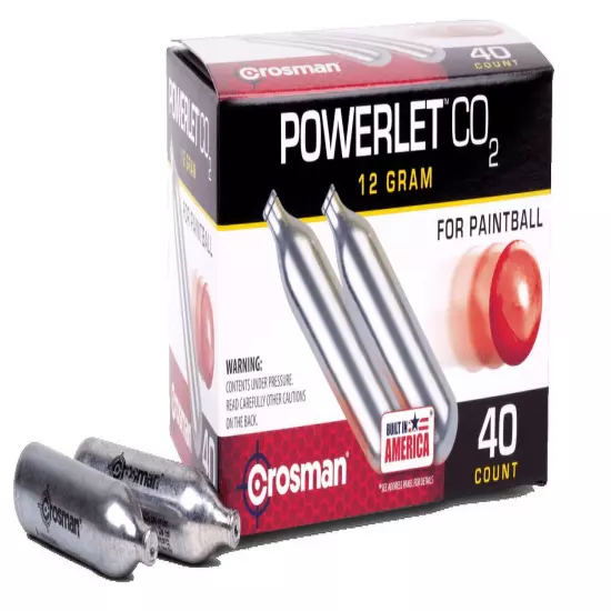 Crosman 12 Gram Powerlet CC40PB 40 COUNT CO2, for Airguns Sport and Outdoor Fun