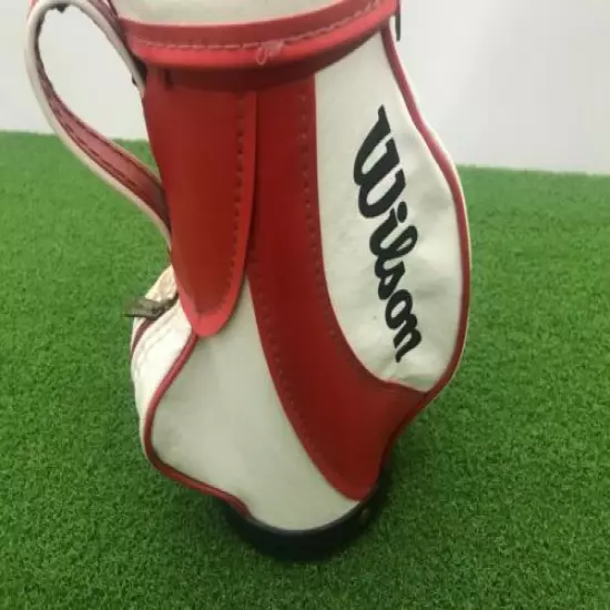 RARE Vintage WILSON GOLF Mini Desk Bag 15" RED & WHITE Rancho Las Palmas CC Used