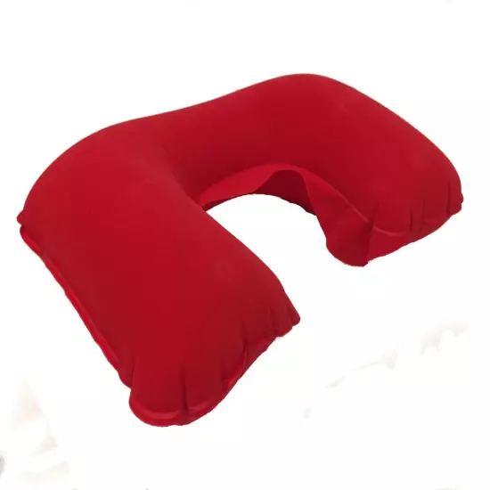 Inflatable Neck Shape Travel Pillow Easy Inflate Soft Velvet Cover Compact Carry