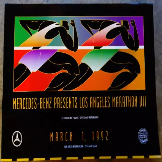 1992 Los Angeles Marathon 36" x 24" Modern Art Deco Poster Mercedes-Benz