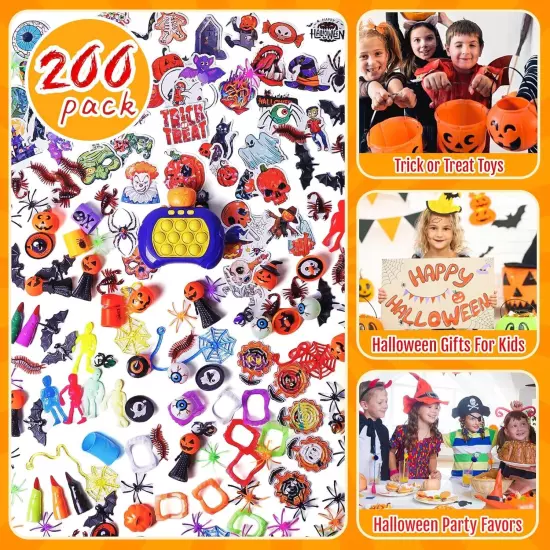 Exun 200PCS Halloween Party Favors, Bulk Toys for Treats,... 