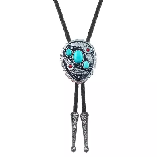 Flower Grass Turquoise Mens Bolo Tie Bridegroom Wedding Necklace Western Cowboy