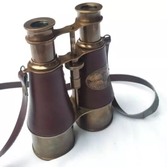 SIFAAT WORLD 6" Antique Solid Brass Brown Leather Binoculars, Cyber Monday Gift