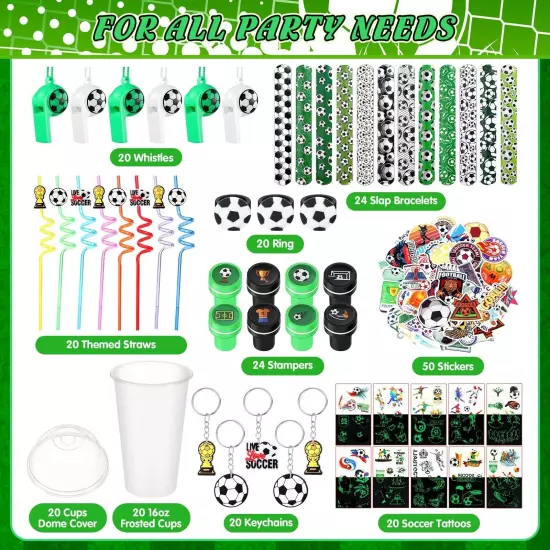 Aoriher 238 Pcs Soccer Party Favors Gift Cups Filler Set Sport Party Favors S...