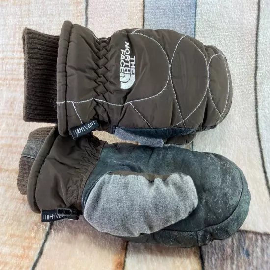 The North Face HyVent Fleece Lined Snow Ski Mittens Womens Size X-Small XS Brown