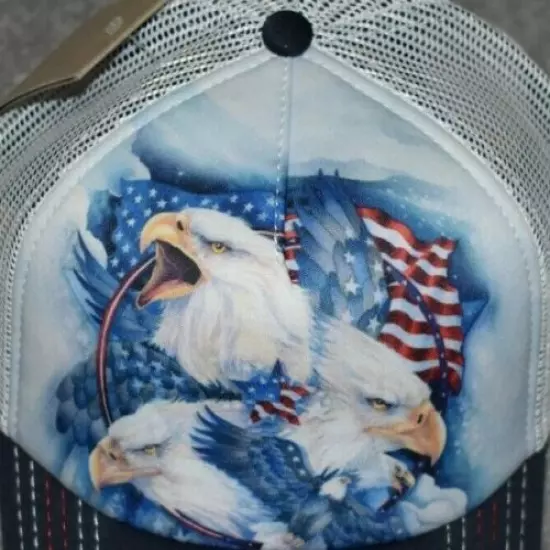 ADULTS EAGLES AND FLAG ALLEGIANCE TRUCKER CAP HAT ADUSTABLE ONE SIZE FITS MOST