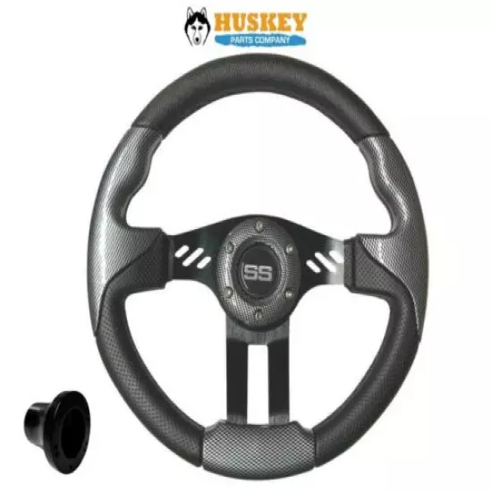 SS Yamaha Carbon Fiber Golf Cart Steering Wheel & Adapter 