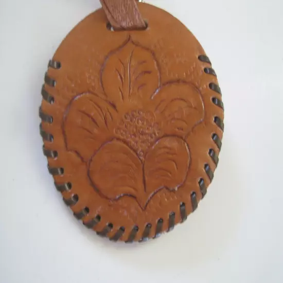 Handmade Leather Luggage Tag Flower Design