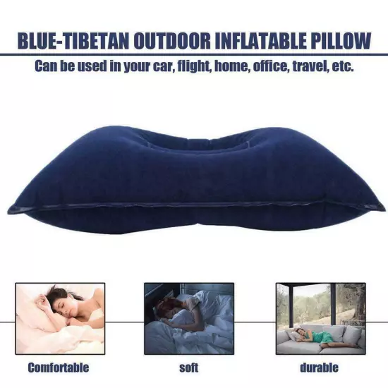 Double Sided Inflatable Pillow Soft Sleep Mat Collapsible Camping Cushion Hot~