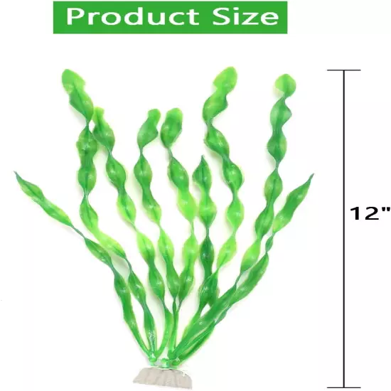 Fish Tank Artificial Plants, Aquarium Plants Plastic, 12Inch Tall Fake Seaweed D