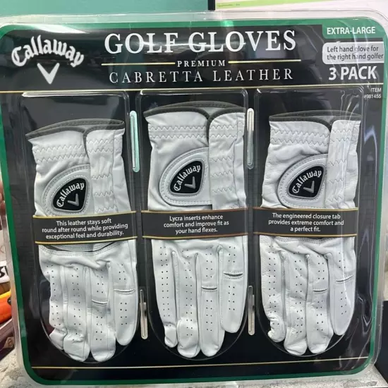 Callaway Golf Gloves Premium 3-Pack Cabretta Leather extra / large New sealed