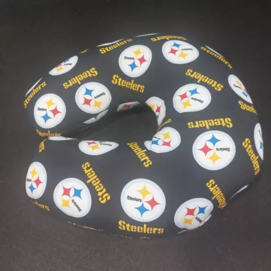 NFL Pittsburgh Steelers Neck Travel Pillow With Logo Removable Washable Cover 