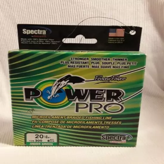 Power Pro Spectra Braid Fishing Line 20 lb Test 300 Yards Yds Moss Green 20lb