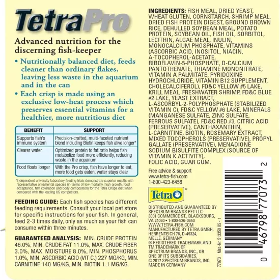 TetraPro Tropical Crisps 6.70 Ounces, Fish Food, Advanced Clear Water Formula