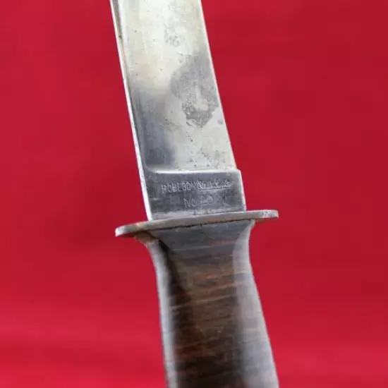  WWII USN Mark 1 Fighting Knife Robeson Shuredge No.20 w/ Orig Leather Sheath