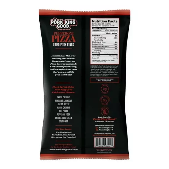 Pork King Good Pepperoni PIzza Pork Rinds 4 Pack 1.75oz Bags Keto QVC David Fave