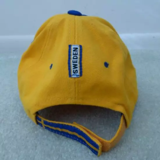 MYRTLE BEACH LABEL YELLOW SWEDEN GOLF BASEBALL CAP HAT HOOK AND LOOP STRAP EUC