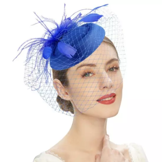 Women Fascinators Hat Wedding Cocktail Tea Party Headwear Mesh Veil Hair Clip