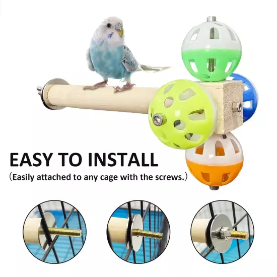 PINVNBY Bird Perch Stand Toy with Rotating Balls, Parakeet Perch Toy Bird cag...