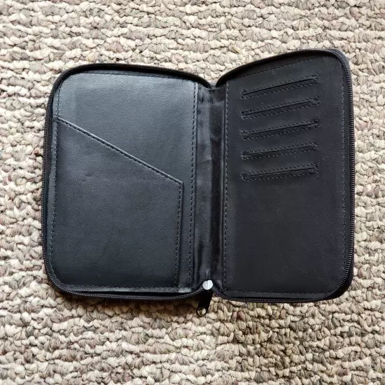 Travel Wallet Samsonite Zippered Black 5 Card Slots 3 Pockets READ DESCRIPTION 