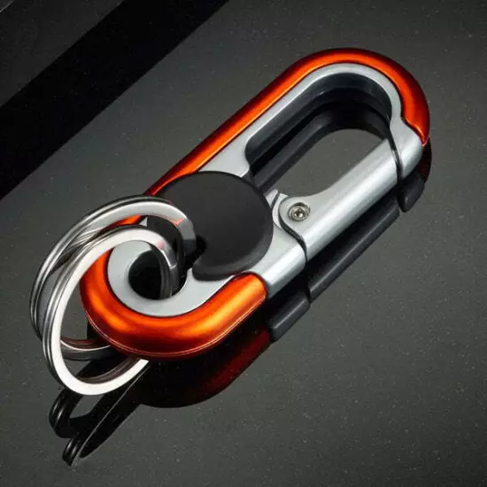 Carabiner Heavy Duty Double Ring KeyChain - locking key ring, key fob holder