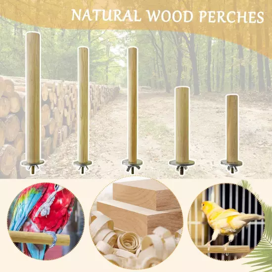 S&X Bird Perch, 5 PCS of Natural Wood Perches with Different Widths and Lengt...