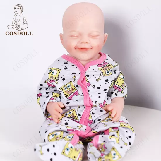 COSDOLL 18.5" Drink-wet System Smiley Girl Reborn Baby Dolls Full Silicone Dolls