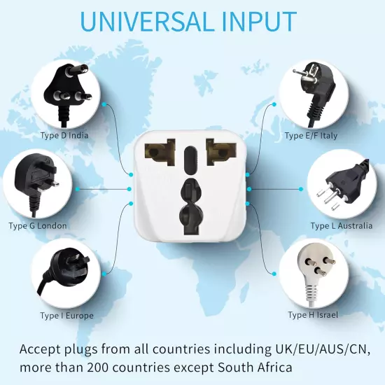 US Travel Plug Adapters - UK India EU to US Pin Converter, 3-Pack American Power