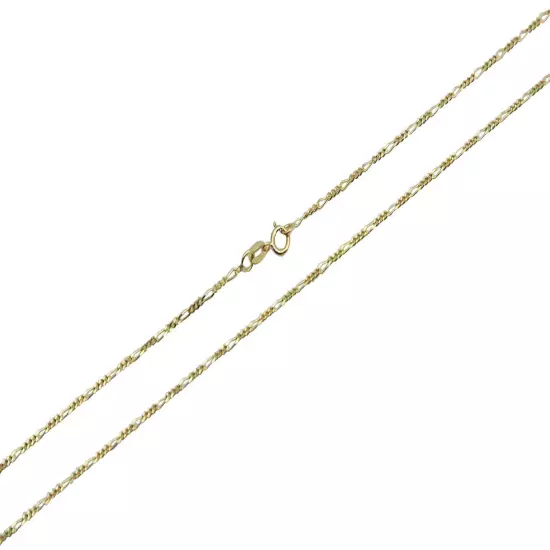 14k Yellow Gold Solid Figaro Link Chain 1.5mm-2.25mm Men's Women Necklace 16-24"