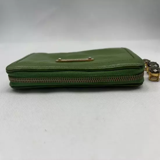 Juicy Couture Women’s Wristlet Wallet Faux Leather Zip Around Green Accents OBO