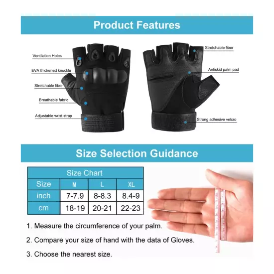 Tactical Fingerless Airsoft Gloves for Outdoor Sports, Paintball, and Motorcycli