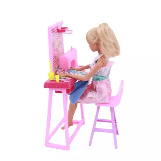 Barbies Doll House Furniture Bed Table Chair Plastic Cleaning Tools for 11.8inch