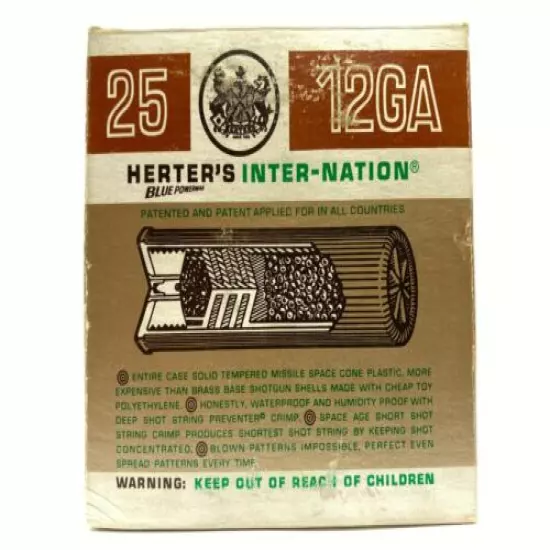 Herter's Inter-Nation Blue Powermag Extra Long Range 12 Ga EMPTY Ammo Box 5525-O