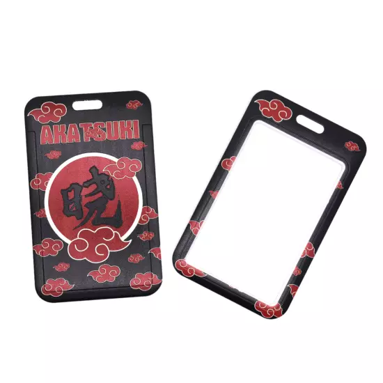 Naruto Anime Red Cloud Akatsuki Lanyard Card Holder For Car Key ID Transit Badge