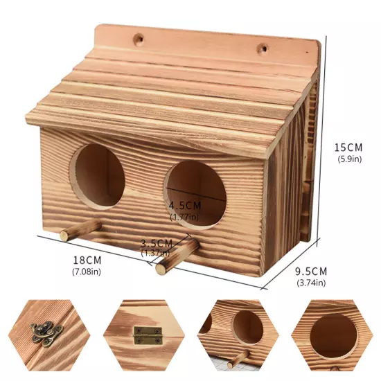 Bird House with 2 Holes Creative Hanging Birdhouse Wooden Garden Bird._