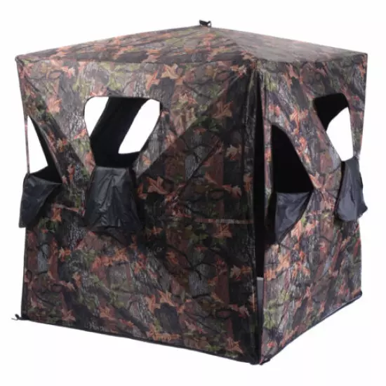 Ground Hunting Blind Portable Deer Pop Up Camo Hunter Weather Proof Mesh Window