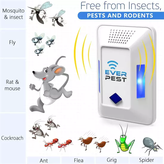 Ultrasonic Pest Control Repeller - Repel Rodents, Ants, Cockroaches Get Rid, Bed