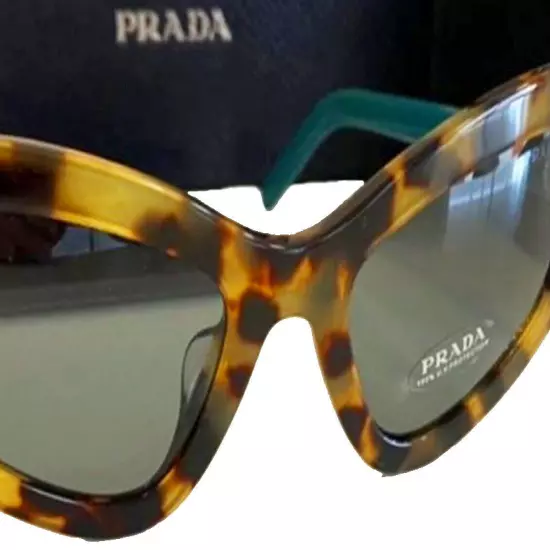 $352 Prada Catwalk Havana Sunglasses Brown + Blue 55-21-140 Made Italy NIB NWT