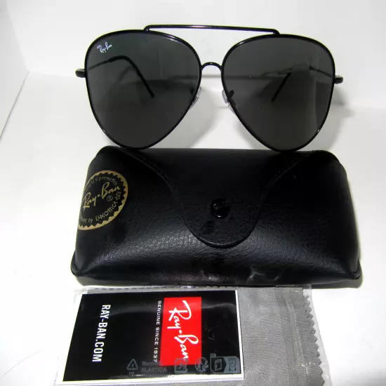 Ray Ban RBR0101S 002 GS Black Aviator Reverse Unisex Sunglasses NWT $203