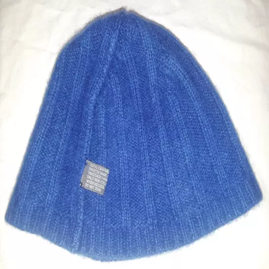 Womens blue knit cashmere beanie womens one-size