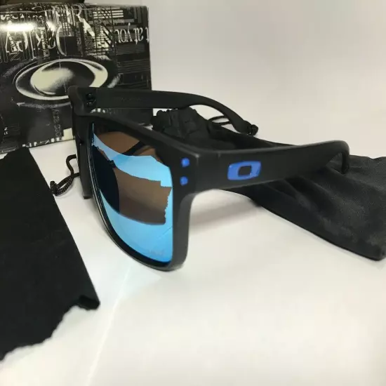 New Sunglasses Polarized Holbrook Matte Black/Sapphire Blue Iridium USPS