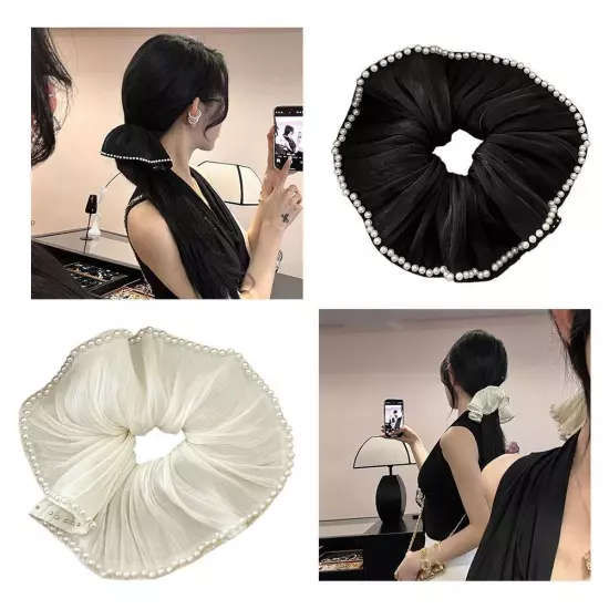 Elastic Hair Scrunchie Black / White Head Rope Hair Accessories For Women O8F ο^