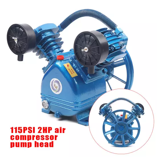 2HP 115 PSI 2Piston V-Style Twin Cylinder Air Compressor Head Pump Single Stage