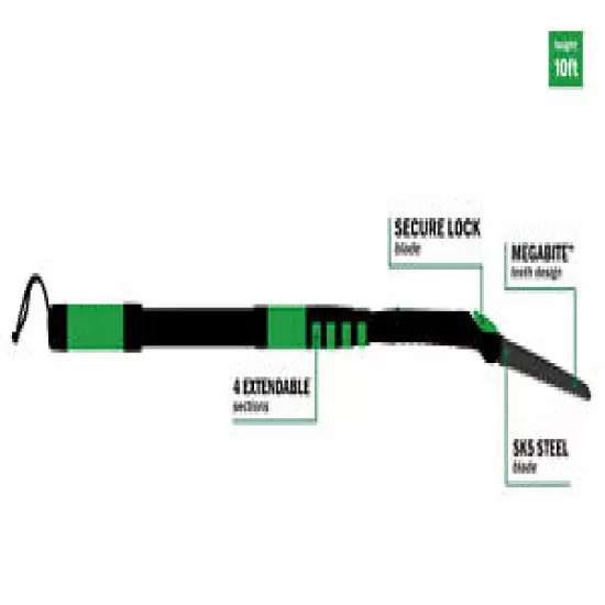 Hooyman 10ft Extendable Tree Pole Saw SK5 Steel- Green/Black