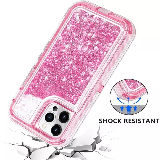 Shockproof Case For iPhone 15 14 13 12 11 Pro Max XR 8 Plus Liquid Glitter Cover